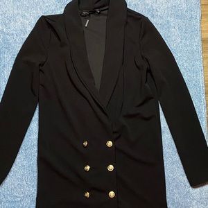 Black blazer dress with gold button